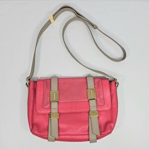 See by Chloé Pink Leather Perforated Flap Crossbody Bag